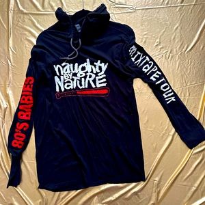 Official tour merch Naughty by nature long sleeve hooded t shirt - black